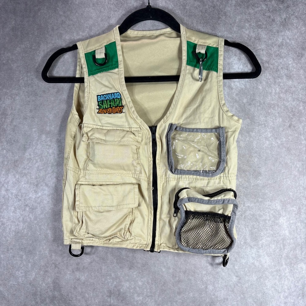 Backyard Safari Vest Kids OS Tan Adventure Cargo Fishing Costume Utility Outdoor